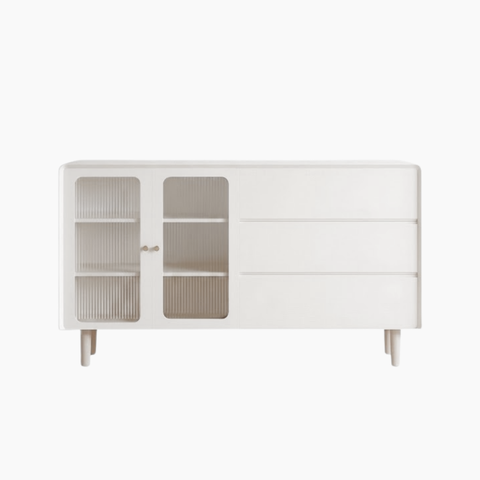 Tủ lưu trữ CLAIR HGF phối kính, gỗ MDF phủ sơn 2K, 140x40x80cm, TLT033