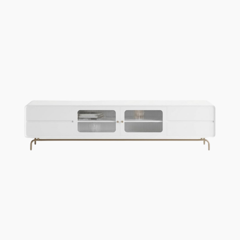 Tủ tivi CLAIR HGF 2 cánh kính 4 hộc kéo, gỗ MDF sơn 2K, 180/200x40x55cm,TTV042