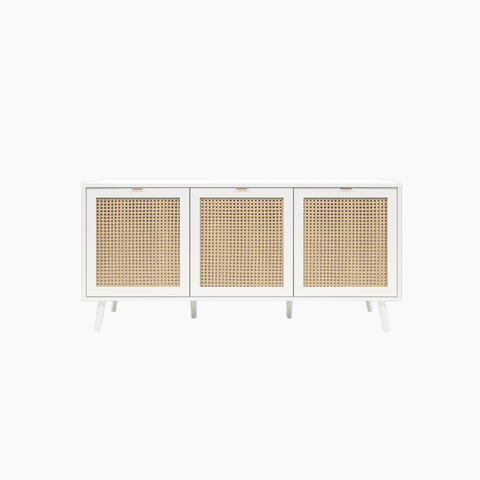 Tủ lưu trữ đa năng GALON HGF, gỗ MDF phủ sơn 2K phối lưới mây tre, 140x40x70cm, TLT037