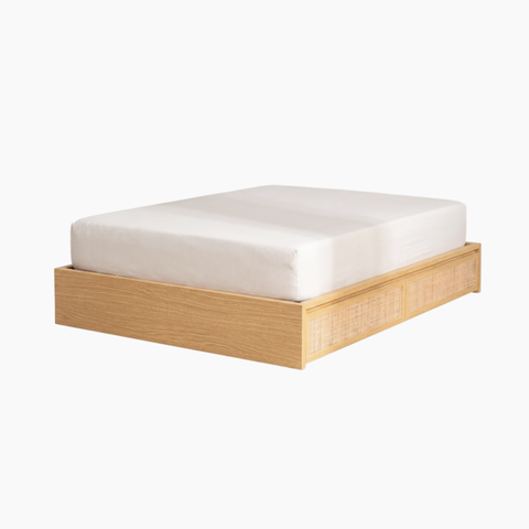 Giường ngủ phối mây MEY HGF 2 hộc kéo, gỗ MDF, 1m6/1m8, GN001