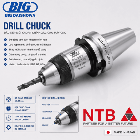 Drill Chuck BIG DAISHOWA – Đầu Kẹp Mũi Khoan Chính Xác Cho Máy CNC