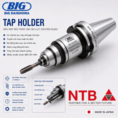 Tap Holder BIG DAISHOWA – Đầu Kẹp Mũi Taro CNC Bù Lực Chuyên Dụng
