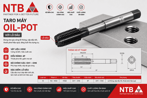 OIL-POT M12×1.25 Mũi Taro Máy Có Lỗ Tưới Nguội OSG