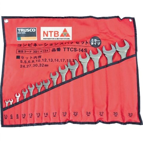 TTCS-14S Trusco Mirror-type Combination Spanner