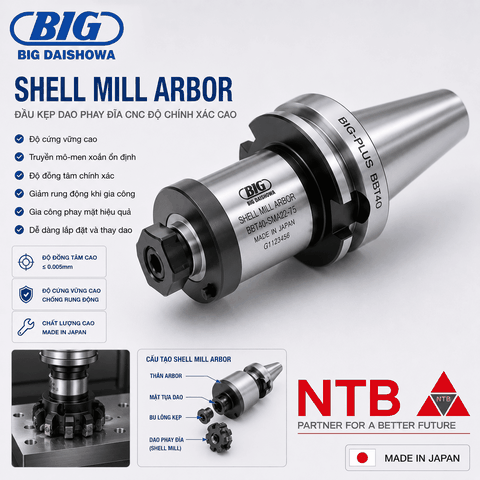 Shell Mill Arbor BIG DAISHOWA – Đầu Kẹp Dao Phay Đĩa CNC Độ Chính Xác Cao