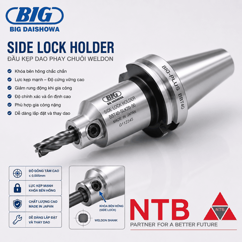 Side Lock Holder BIG DAISHOWA – Đầu Kẹp Dao Phay Chuôi Weldon Cho Máy CNC