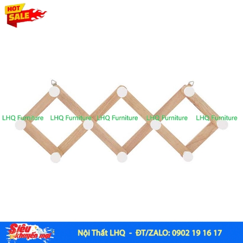 Móc Treo Quần Áo Gỗ 10 Nút Treo Hình Quả Trám Treo Tường Đẹp