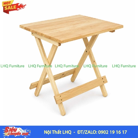 Bàn Cafe 2 Mảnh Gỗ Cao Su Vuông 60 Xếp Gọn