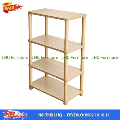 Kệ trang trí 4 tầng rộng 60cm – MDF Melamin, chân gỗ cao su