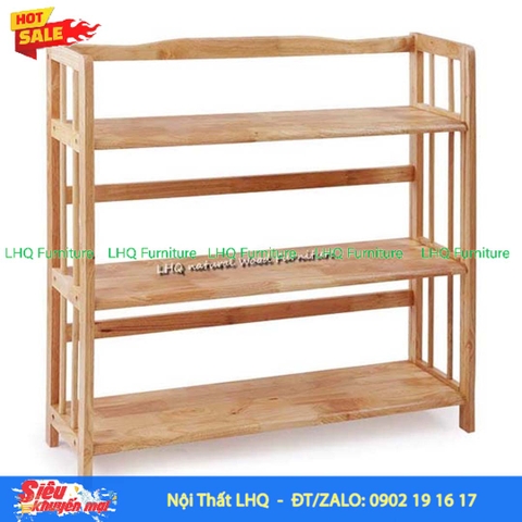 Kệ Sách Gỗ 3 Tầng Rộng 80cm – Kệ Gỗ Cao Su Tự Nhiên Chắc Chắn, Hiện Đại