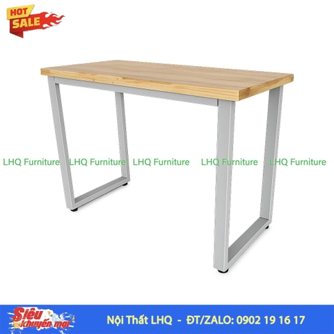 Bàn Làm Việc Chân Sắt Đơn 1m | Gỗ Cao Su Bền Đẹp, Hiện Đại