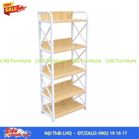 Kệ Sách Khung Sắt Gỗ Melamin 5T70 | Nội Thất LHQ