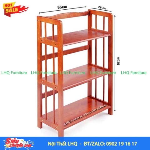 Kệ Sách Gỗ 3 Tầng Rộng 65cm – Thiết Kế Hiện Đại, Gỗ Cao Su Tự Nhiên Bền Đẹp