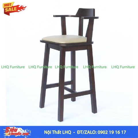 Ghế Quầy Bar Gỗ Cao Su Xoay 360 Độ | Nội Thất LHQ