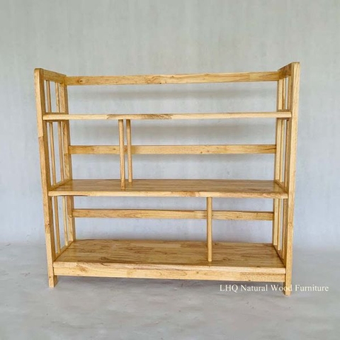 Kệ Sách Gỗ 3 Tầng Rộng 1m2 – Kệ Gỗ Cao Su Tự Nhiên Cao Cấp, Không Gian Lưu Trữ Rộng Rãi
