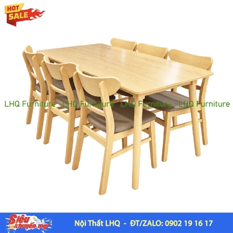 Bộ bàn 6 ghế Mango bàn 1m6 gỗ tự nhiên – Hiện đại, ấm áp