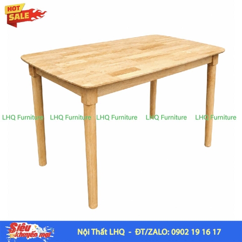 Bàn ăn gỗ chân tròn 1m2 gỗ cao su tự nhiên hiện đại, chắc chắn
