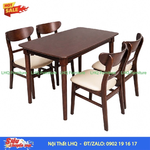 Bộ bàn ghế ăn Mango 4 ghế – Gỗ cao su tự nhiên hiện đại