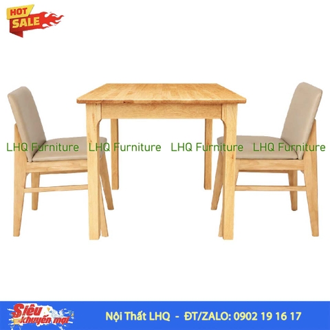 Bộ Bàn 2 Ghế Obama – Bàn Vuông 80cm Gỗ Cao Su