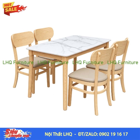 Bộ Bàn Ăn Giả Đá 1m2 4 Ghế Cabin Butter Mặt Nệm