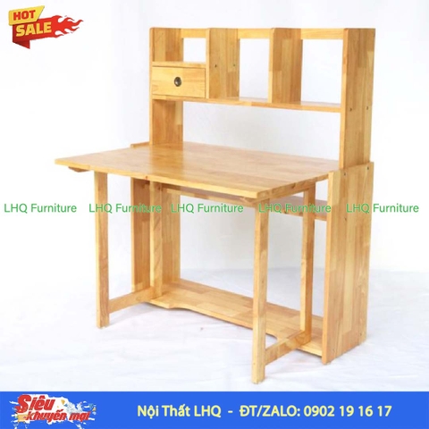 Bàn Giá Sách Xếp Gọn Gỗ Cao Su | Đa Năng, Gấp Gọn Tiện Lợi