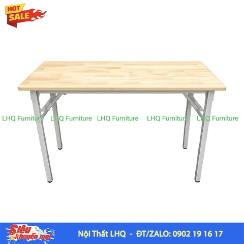 Bàn Làm Việc Chân Sắt Gấp 1m2 | Gỗ Cao Su Gấp Gọn Tiện Lợi