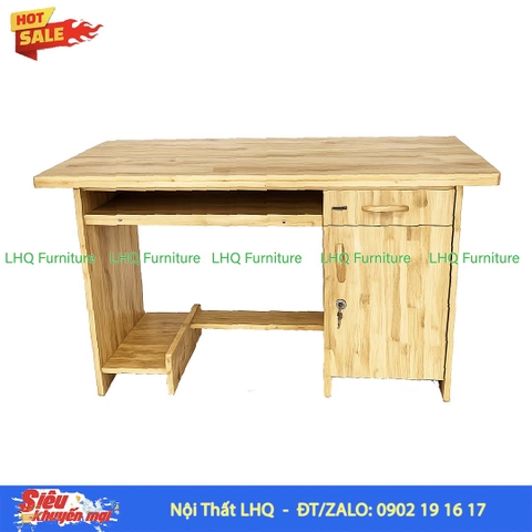 Bàn Làm Việc 1m2 Gỗ 1,8 | Gỗ Cao Su Tự Nhiên Bền Đẹp, Tiện Dụng