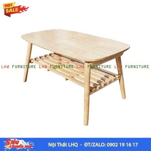 Bàn Sofa Gỗ Cao Su 2 Tầng Hiện Đại, Gấp Gọn