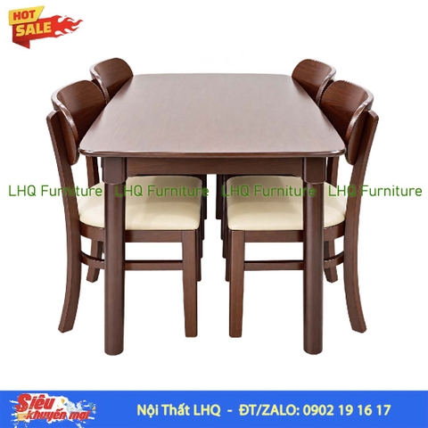 Bộ bàn ăn chân vuông 1m2 4 ghế Cabin Butter mặt nệm