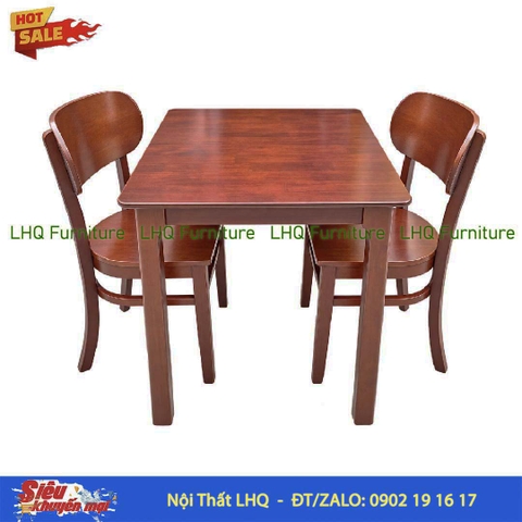Bộ Bàn Butter 2 Ghế Mặt Gỗ – Bàn Vuông 80cm