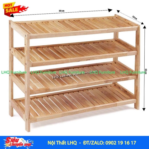 Kệ Để Giày Dép Gỗ 4 Tầng Rộng 80cm | Nội Thất LHQ