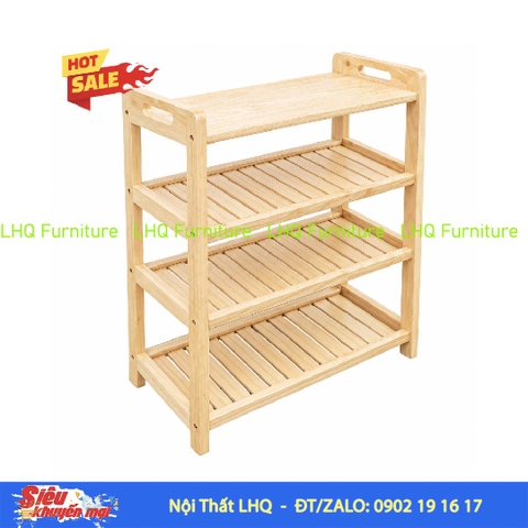 Kệ Dép Có Quai Xách 4 Tầng Gỗ Tự Nhiên | LHQ