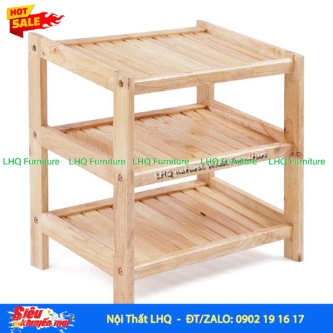 Kệ Để Giày Dép Gỗ 3 Tầng Rộng 45cm | Gỗ Cao Su Tự Nhiên