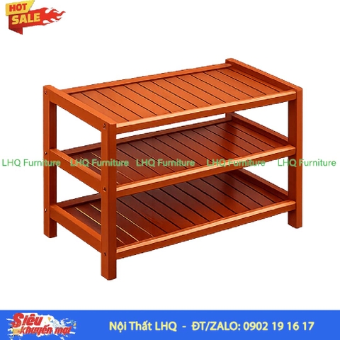 Kệ Để Giày Dép Gỗ 3 Tầng Rộng 62cm Gỗ Cao Su | Nội Thất LHQ