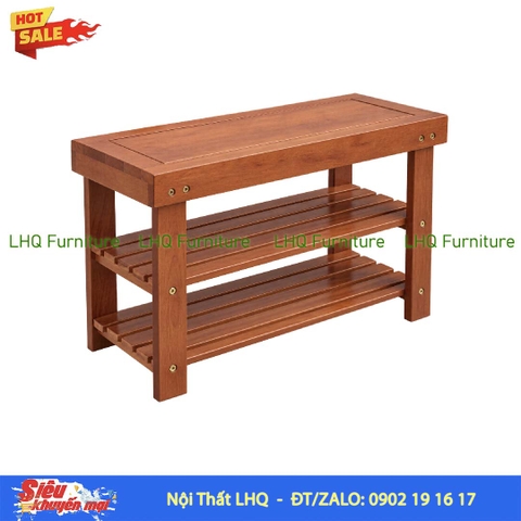 Kệ Giày Ngồi Gỗ Cao Su Tự Nhiên | Nội Thất LHQ