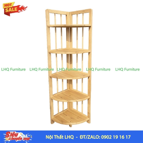 Kệ Góc 5 Tầng Gỗ Cao Su Tự Nhiên Trang Trí | Nội Thất LHQ