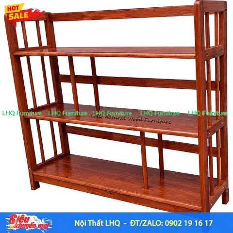 Kệ Sách Gỗ 3 Tầng Rộng 1m – Kệ Gỗ Cao Su Tự Nhiên Chắc Chắn, Sức Chứa Lớn