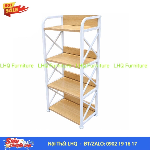 Kệ Sách Khung Sắt Gỗ Melamin 4T70 | Nội Thất LHQ