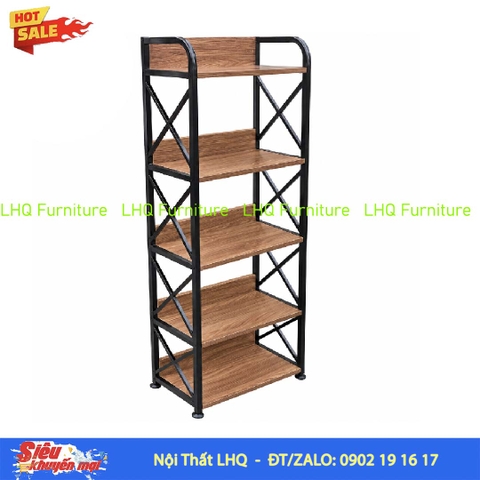 Kệ Sách Khung Sắt Gỗ Melamin 5T60 | Nội Thất LHQ
