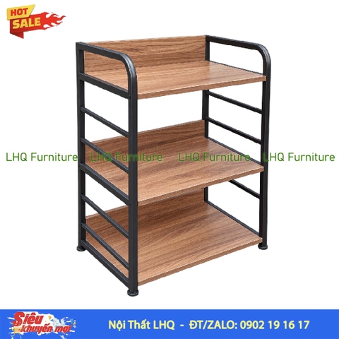 Kệ vi sóng 3 tầng khung sắt mặt gỗ MDF 64x40x92cm bền đẹp