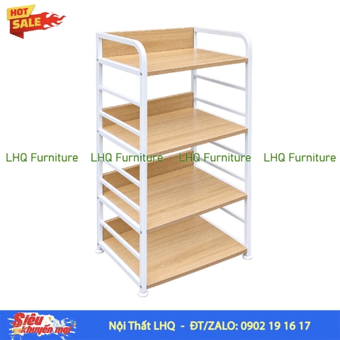 Kệ vi sóng 4 tầng khung sắt mặt gỗ MDF 64x40x130cm