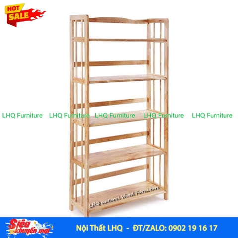 Kệ Sách Gỗ 5 Tầng Rộng 65cm – Gỗ Cao Su Tự Nhiên Bền Đẹp, Thiết Kế Hiện Đại