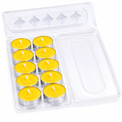 Hộp tealight mica, mê ca làm nến vỉ đóng được 10 viên nến tealight