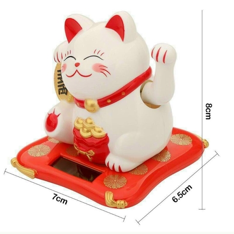 Mèo thần tài vẫy tay may mắn mini dùng năng lượng mặt trời, chất liệu nhựa cao cấp