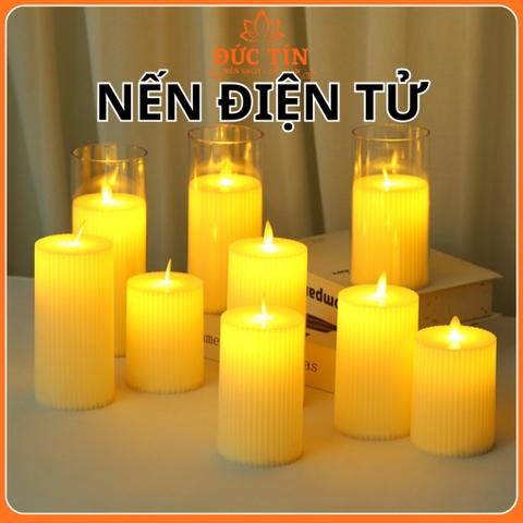 Nến trụ điện tử hoạ tiết sọc siêu đẹp sang trọng