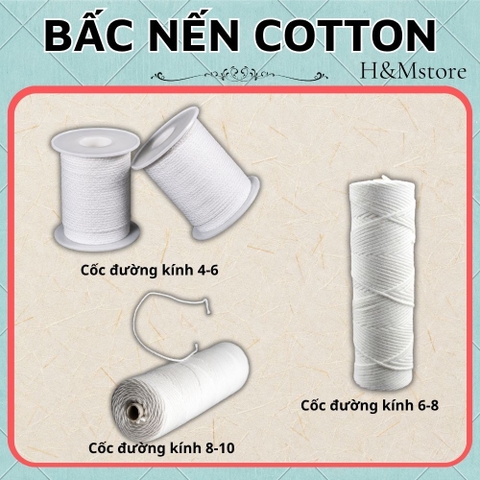 Bấc làm nến, chỉ làm nến, tim nến dài 100% cotton không khói