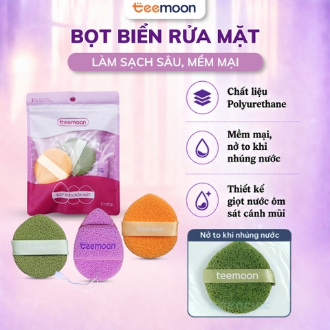 Bông Mút Bọt Biển Rửa Mặt Teemoon (Set 3 miếng) - Làm Sạch Da Mặt, Hỗ Trợ Tạo Bọt Tốt