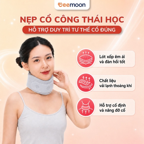 Đai Nẹp Cổ Công Thái Học Teemoon - Hỗ Trợ Tư Thế Cổ, Giảm Cổ Rùa, Giảm Đau Mỏi Cổ Vai Gáy