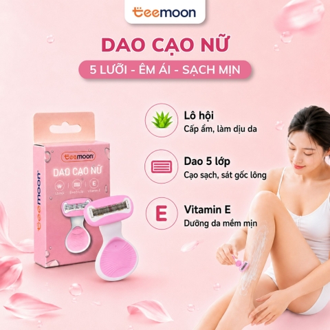 Bộ Dao Cạo Nữ Bikini Teemoon 5 Lưỡi Chứa Lô Hội Và Vitamin E
