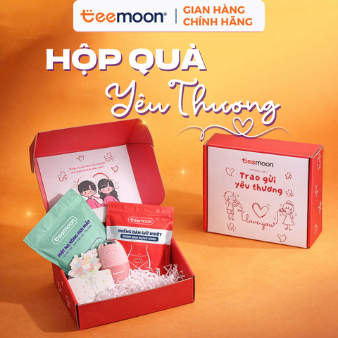 (Kèm thiệp viết tay) Hộp Quà Yêu Thương Teemoon - Dán nhiệt giảm đau bụng kinh, Mặt nạ xông hơi mắt, khuôn đá, lược